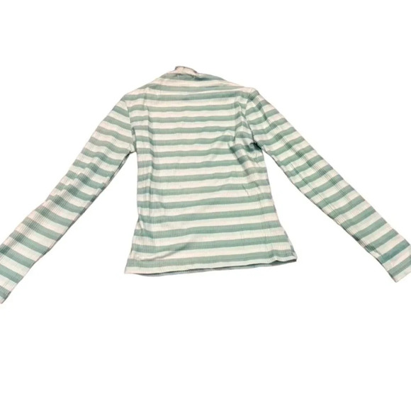 NWT Cali Be Thermal Rib Shirt Long Sleeve Blue stripes Lettuce Neck L - Picture 4 of 6